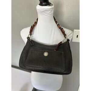COACH Chelsea Pebbled Leather Shoulder Hobo Y2K Bag Black Pink Lining 8E99